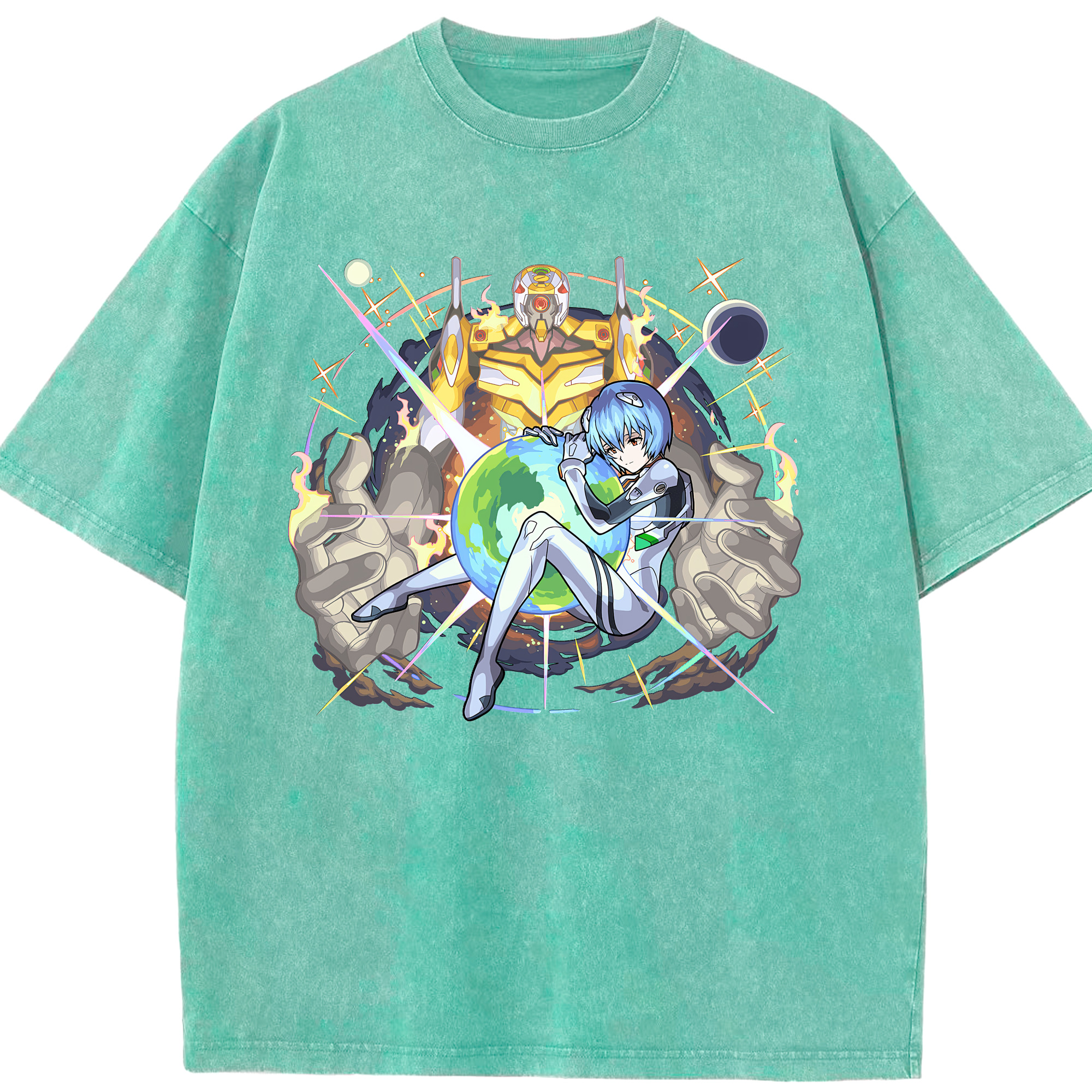 （画像用） EVA 新世紀エヴァンゲリオン 綿100% ヴィンテージ風 半袖Tシャツ（フロントプリント）
